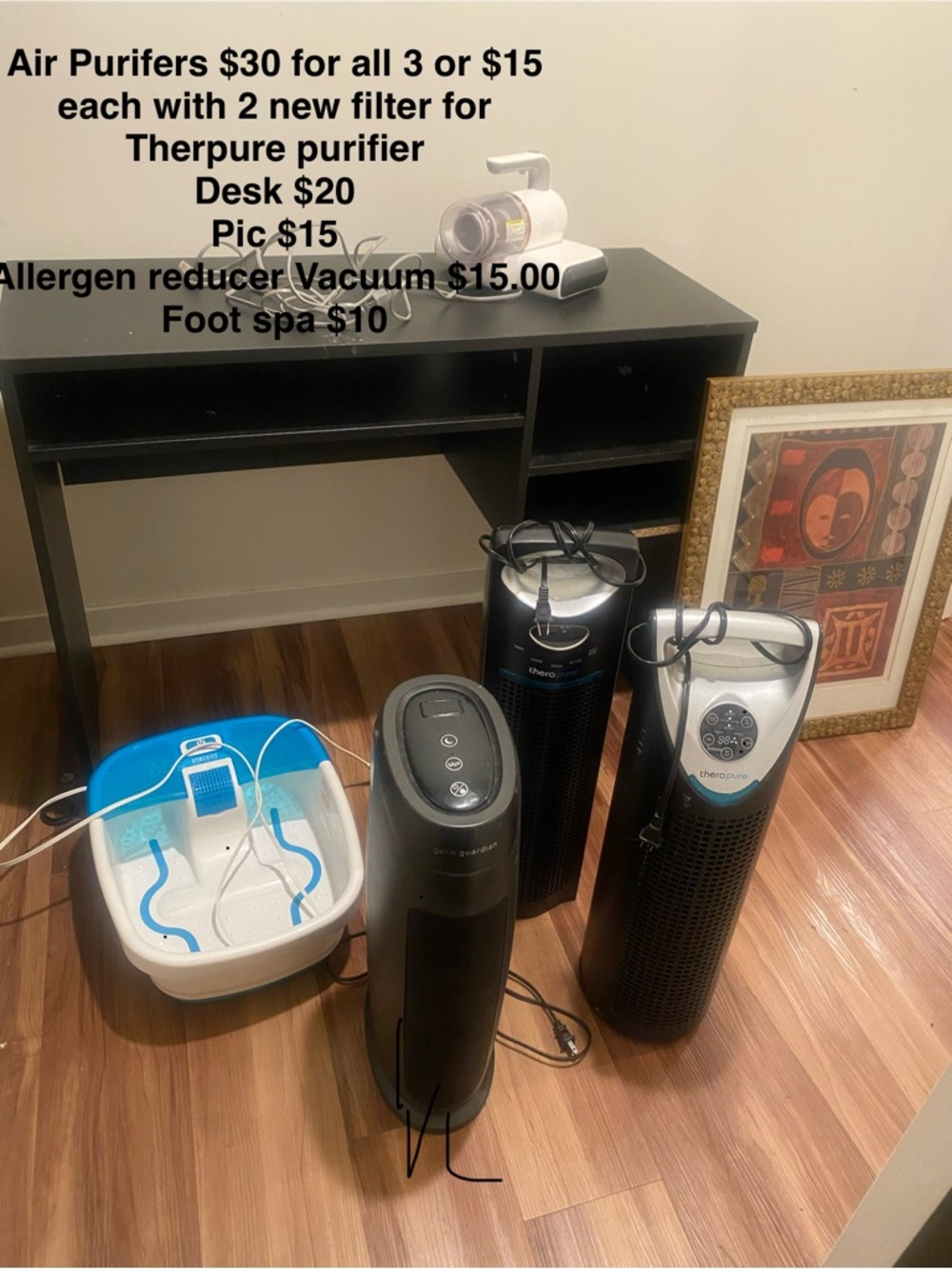 TheraPure Tower Air Purifiers Trio in Black with Foot Spa